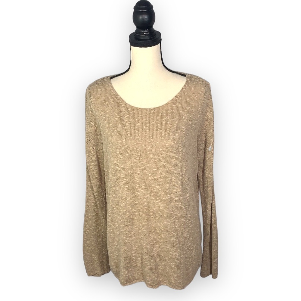 Forever 21 Tan Long Sleeve Round Neck Lightweight Sweater Size Large